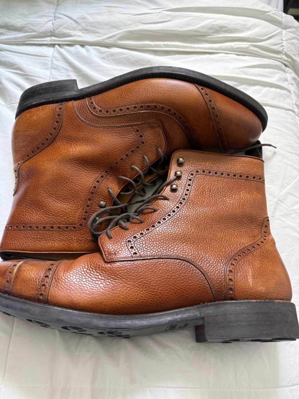 Taft Gladiator Men's Tan Leather Wingtip Boots - Classic Brogue Lace-Up